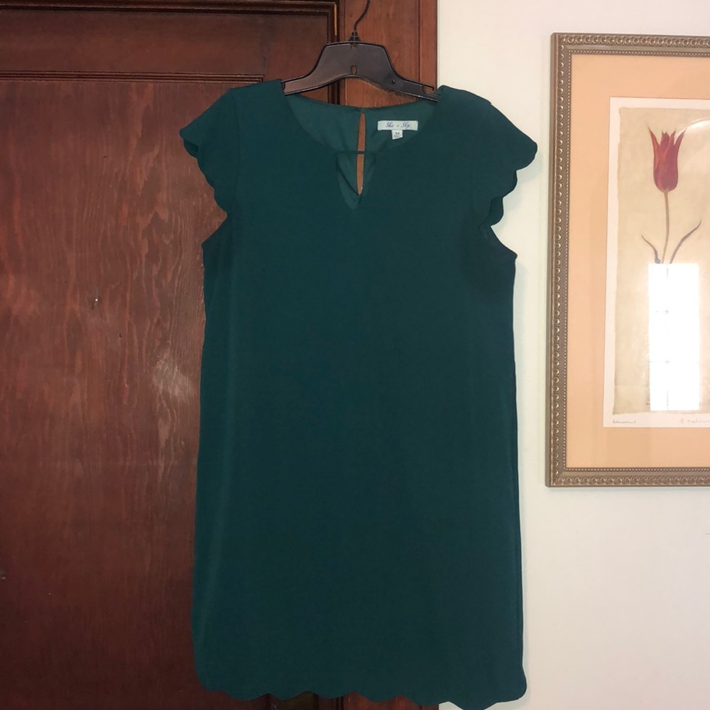 Teal scalloped Dress - M